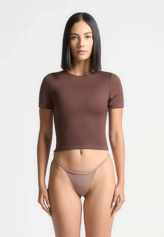 Manire De Voir Tops and T Shirts Manire De Voir Woman ternelle Double Layer Short Sleeve TShirt 8211 Brown Manire De Voir Tops and T Shirts Manire De Voir Woman ternelle Double Layer Short Sleeve TShirt 8211 Brown