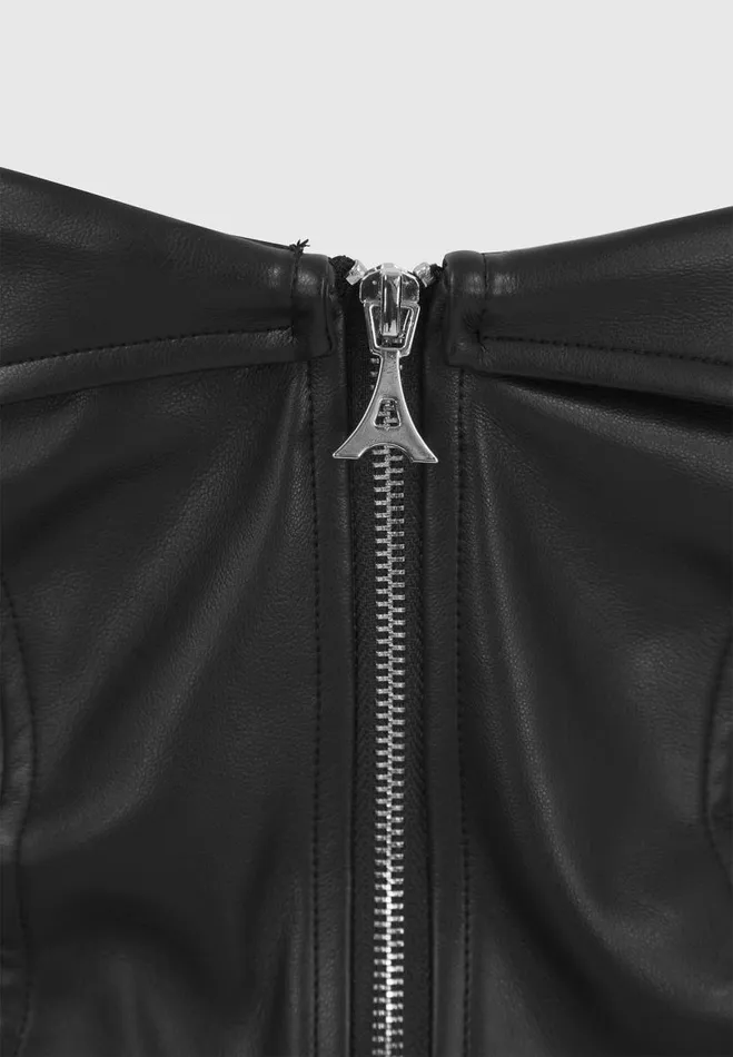 Manire De Voir Tops and T Shirts Manire De Voir Woman Vegan Leather Biker Corset 8211 Black