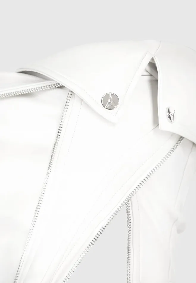 Manire De Voir Tops and T Shirts Manire De Voir Woman Vegan Leather Biker Corset 8211 White