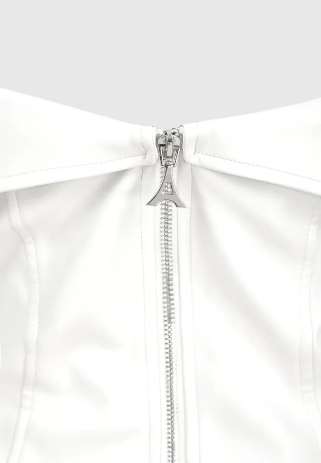 Manire De Voir Tops and T Shirts Manire De Voir Woman Vegan Leather Biker Corset 8211 White