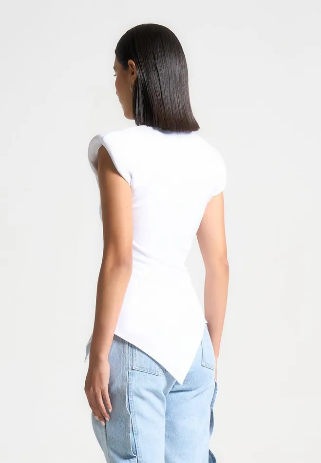 Manire De Voir Tops and T Shirts Manire De Voir Woman Wide Shoulder Ruched Waist Top 8211 White