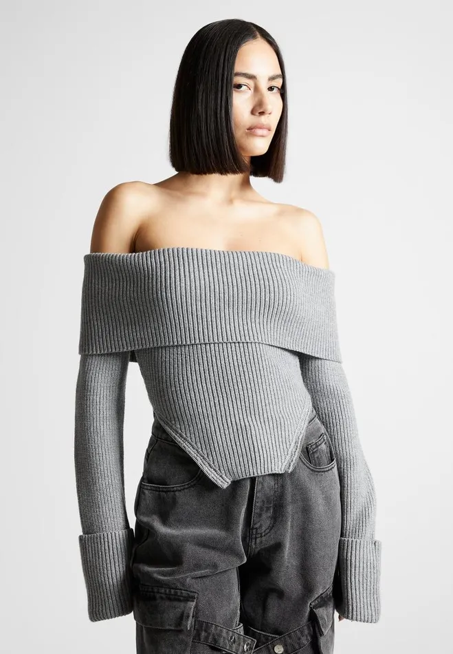 Manire De Voir Tops and T Shirts Manire De Voir Woman Zip Detail Knit Bandeau Top 8211 Grey Manire De Voir Tops and T Shirts Manire De Voir Woman Zip Detail Knit Bandeau Top 8211 Grey