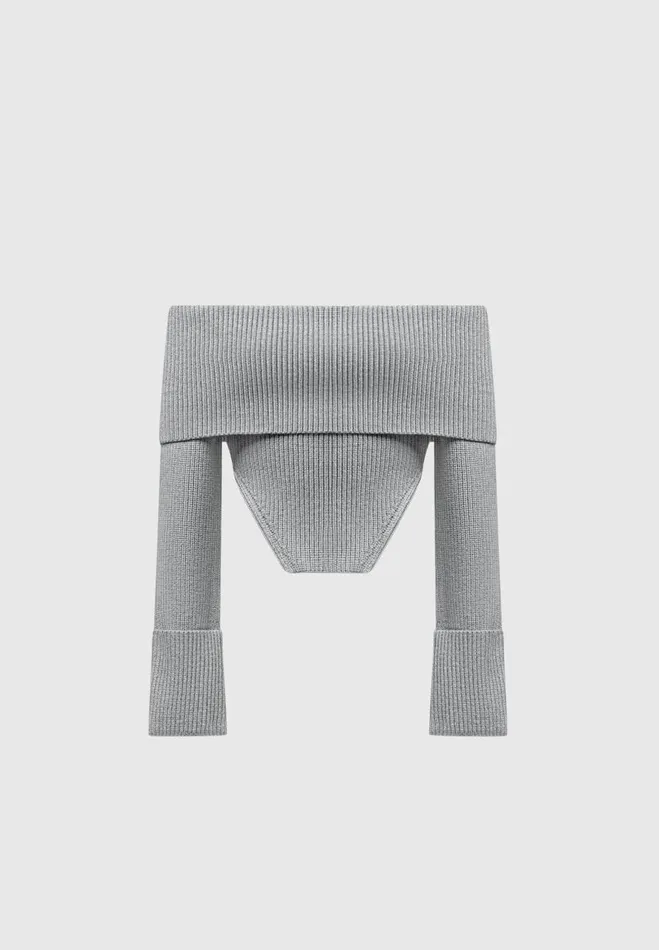 Manire De Voir Tops and T Shirts Manire De Voir Woman Zip Detail Knit Bandeau Top 8211 Grey