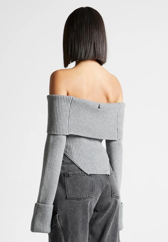 Manire De Voir Tops and T Shirts Manire De Voir Woman Zip Detail Knit Bandeau Top 8211 Grey