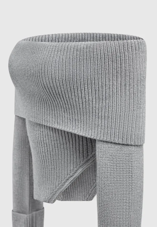 Manire De Voir Tops and T Shirts Manire De Voir Woman Zip Detail Knit Bandeau Top 8211 Grey