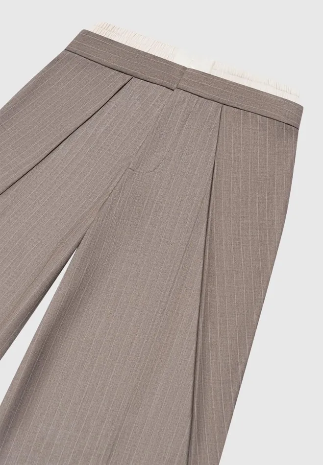 Manire De Voir Trousers Manire De Voir Woman Satin Waistband Pinstripe Trousers 8211 Taupe