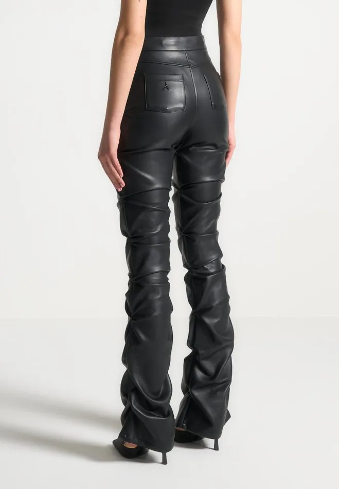 Manire De Voir Trousers Manire De Voir Woman Tacked Vegan Leather Flared Trousers 8211 Black
