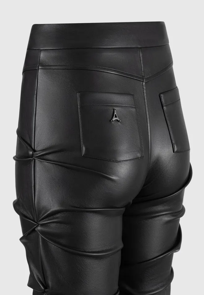 Manire De Voir Trousers Manire De Voir Woman Tacked Vegan Leather Flared Trousers 8211 Black