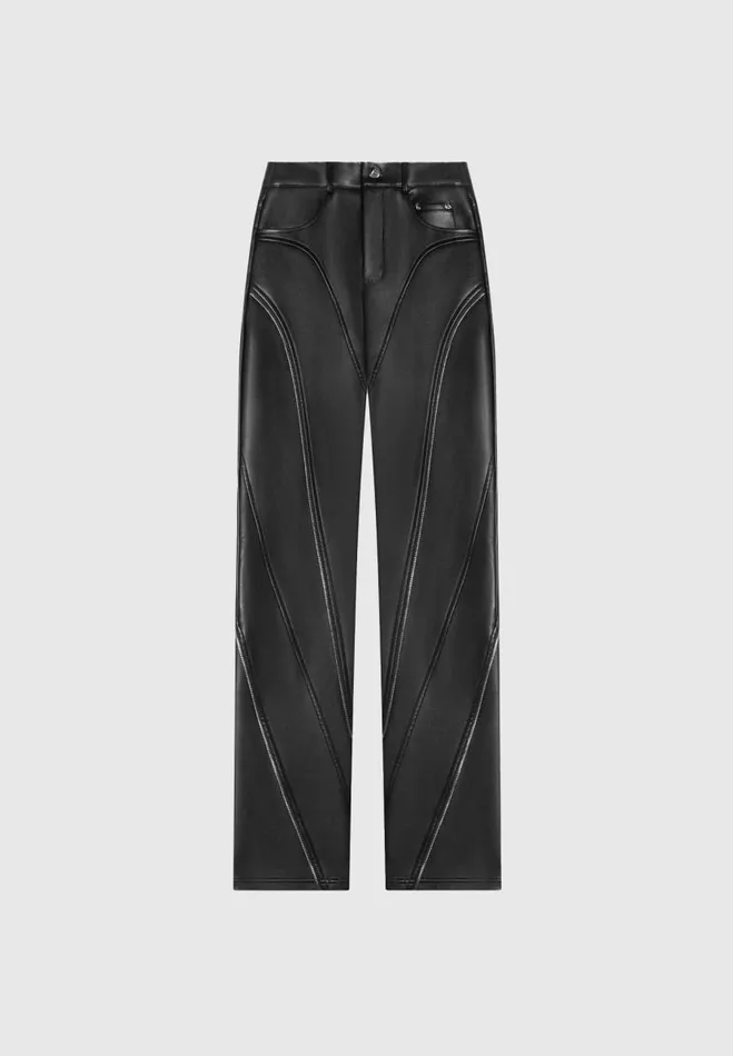 Manire De Voir Trousers Manire De Voir Woman Vegan Leather Biker Trousers With Zip 8211 Black