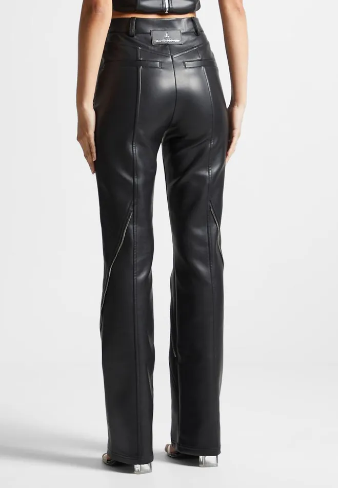 Manire De Voir Trousers Manire De Voir Woman Vegan Leather Biker Trousers With Zip 8211 Black