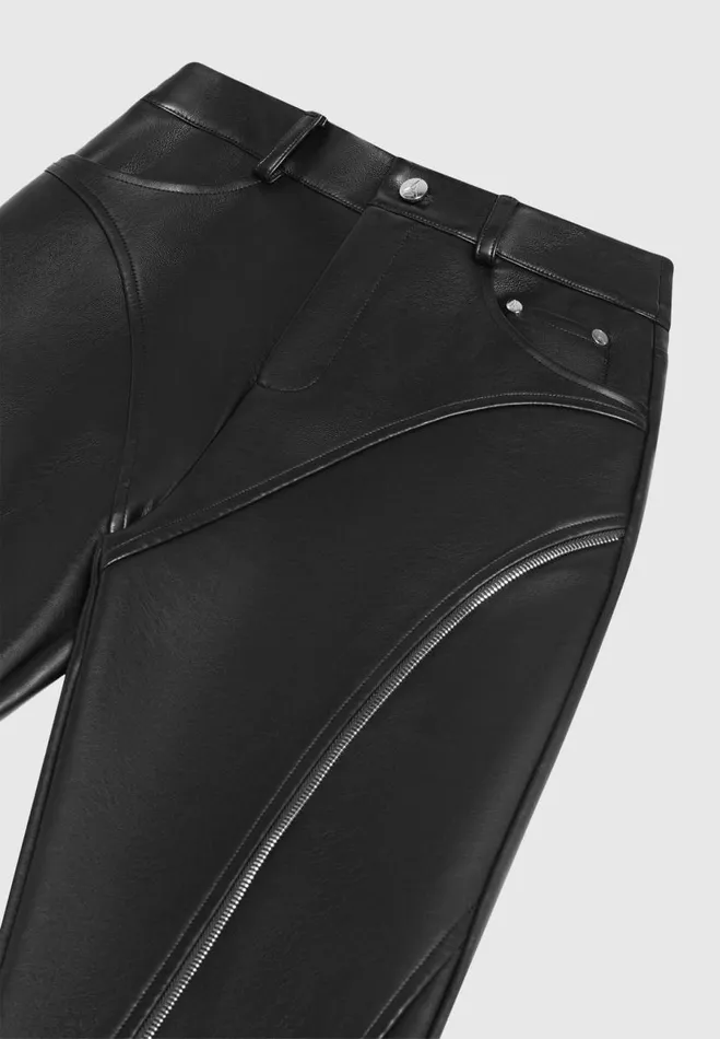 Manire De Voir Trousers Manire De Voir Woman Vegan Leather Biker Trousers With Zip 8211 Black