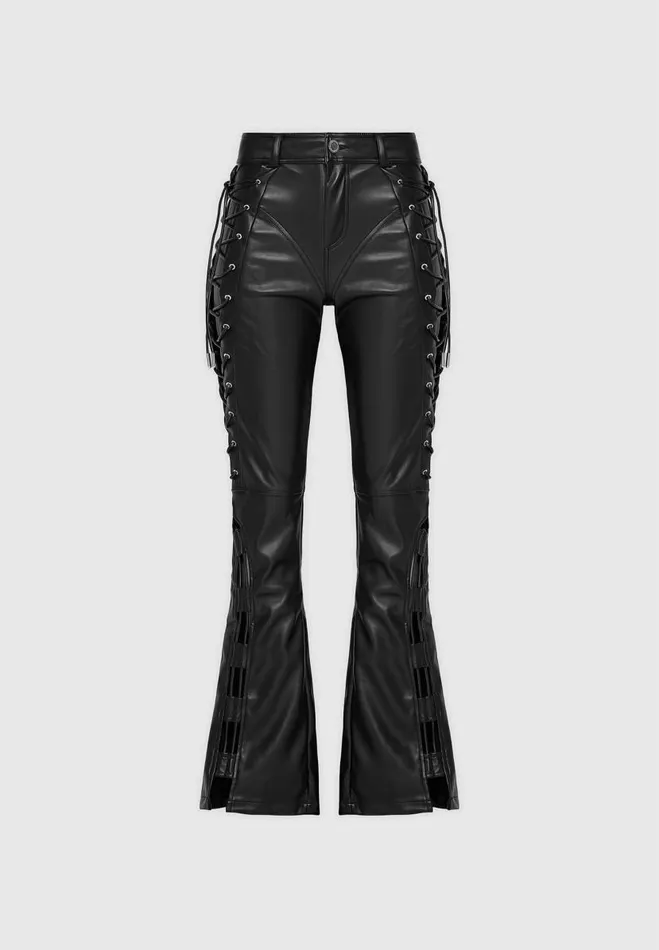 Manire De Voir Trousers Manire De Voir Woman Vegan Leather Lace Up Trousers 8211 Black