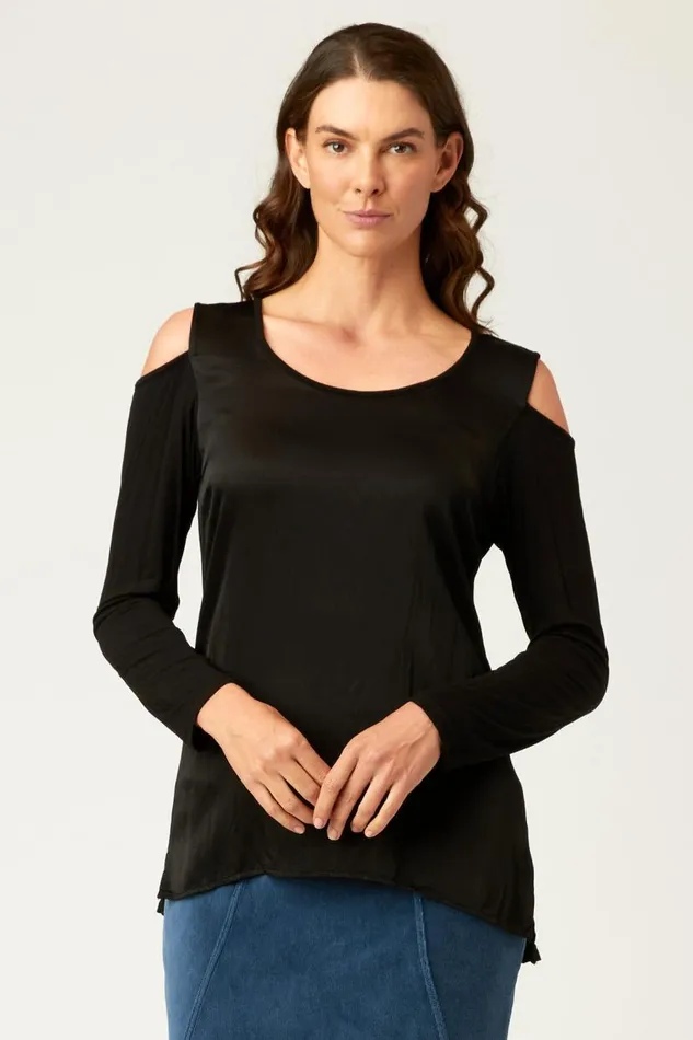 Marlee Cold Shoulder Black Clothing XCVI ShirtsBlouses