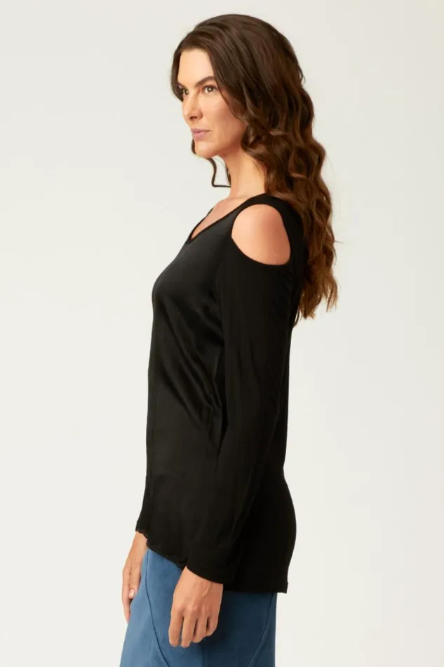Marlee Cold Shoulder Black Clothing XCVI ShirtsBlouses