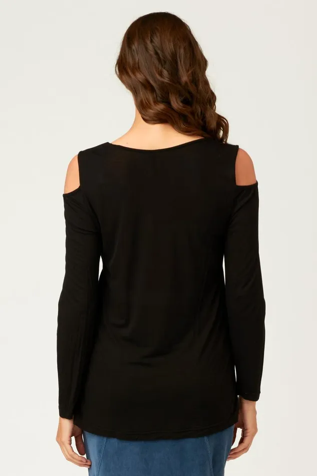 Marlee Cold Shoulder Black Clothing XCVI ShirtsBlouses