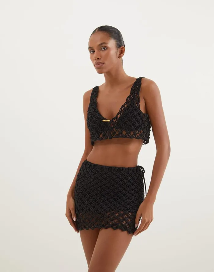 Matching Sets Women ViX Paula Hermanny Gio Macrame Blouse 8211 Black