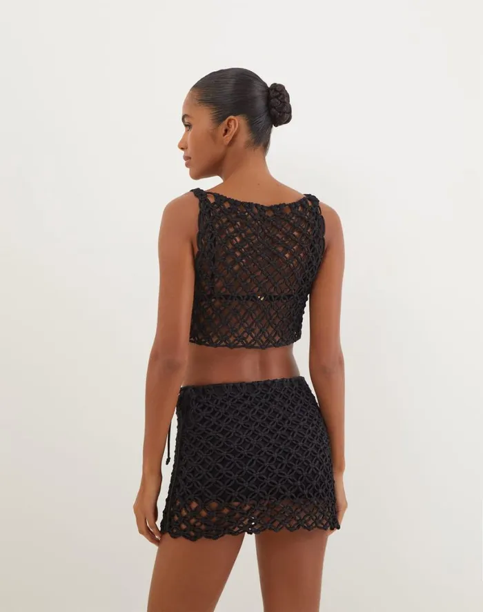 Matching Sets Women ViX Paula Hermanny Gio Macrame Blouse 8211 Black