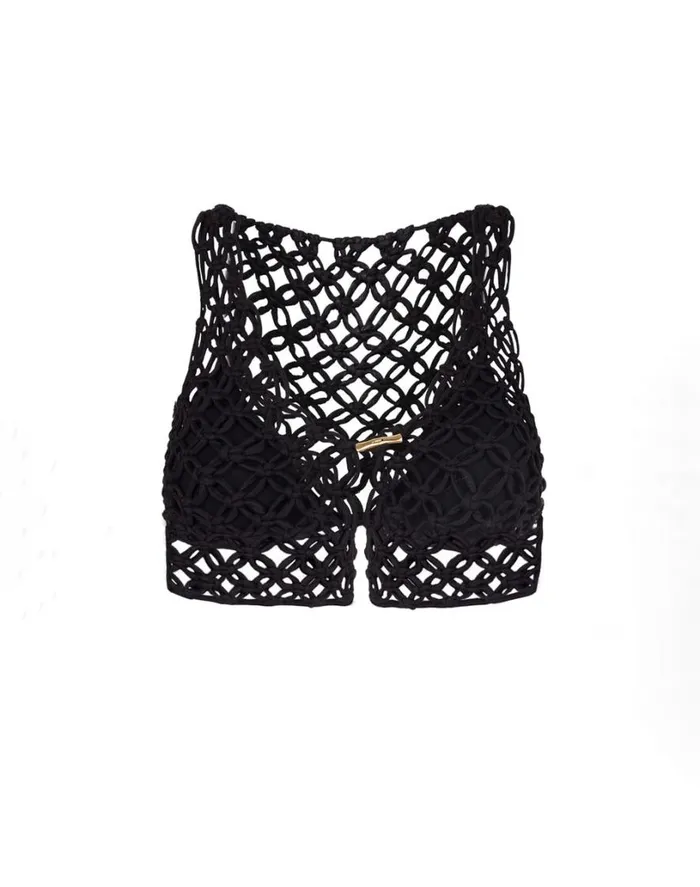 Matching Sets Women ViX Paula Hermanny Gio Macrame Blouse 8211 Black