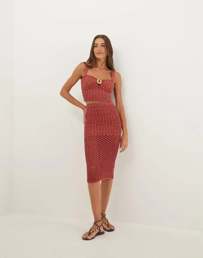 Matching Sets Women ViX Paula Hermanny Knit Aria Top 8211 Berry Burst