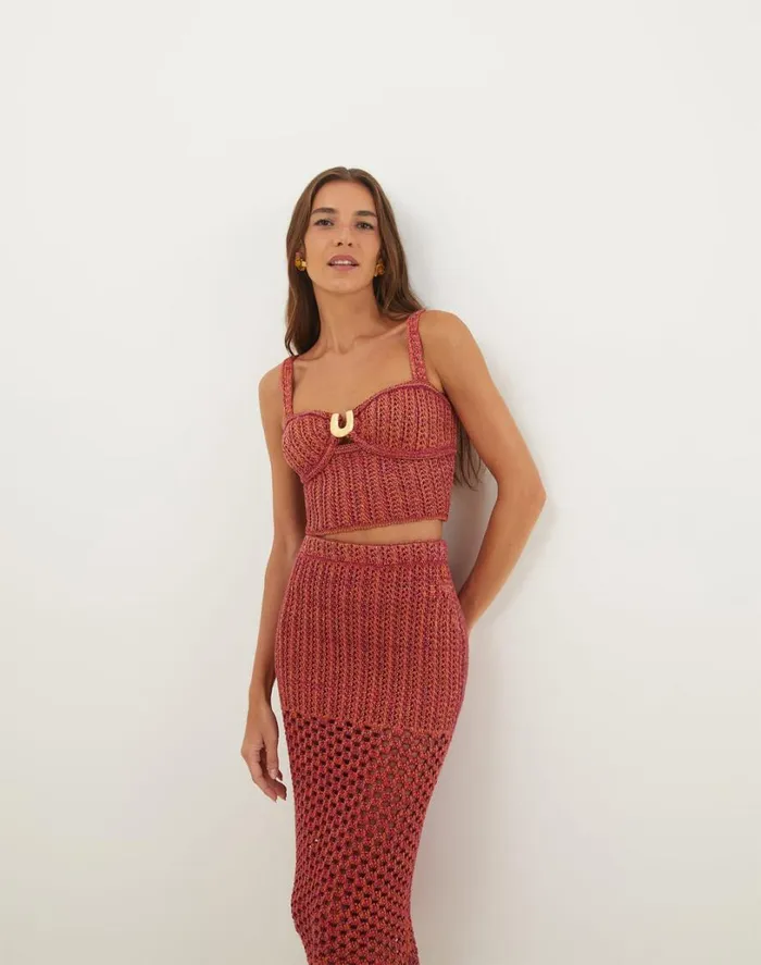 Matching Sets Women ViX Paula Hermanny Knit Aria Top 8211 Berry Burst