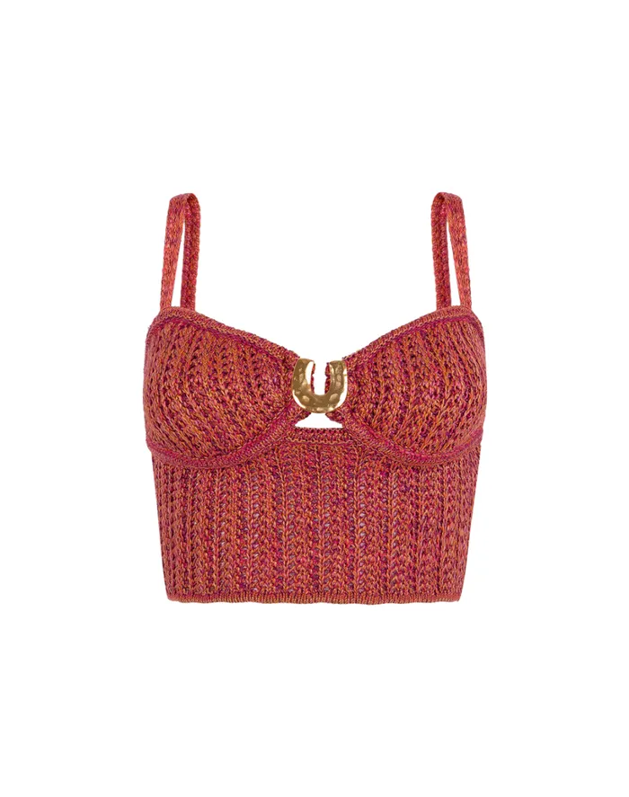Matching Sets Women ViX Paula Hermanny Knit Aria Top 8211 Berry Burst