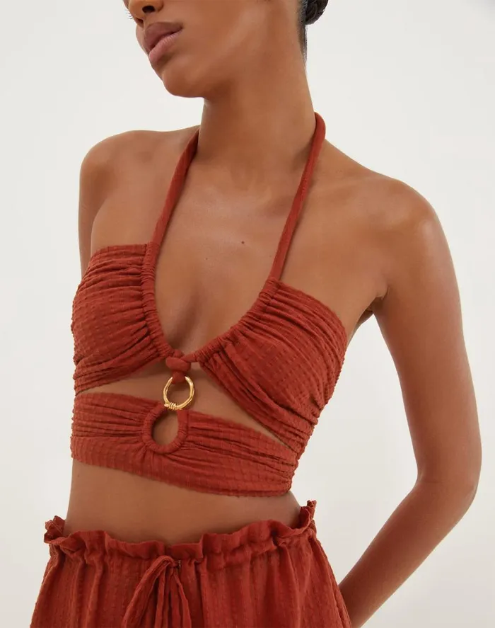 Matching Sets Women ViX Paula Hermanny Marge Detail Top 8211 Redwood