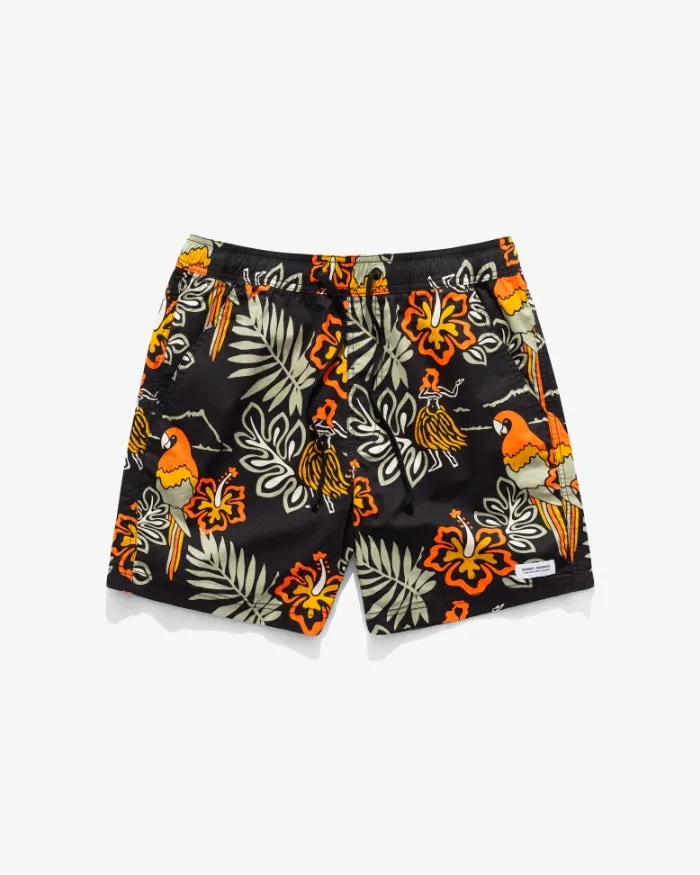 Men Banks Journal Boardshorts Aloha Club Elastic Boardshort Black