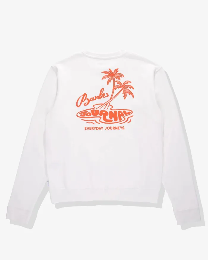 Men Banks Journal Fleeces and Knitwear Retreat Crew Graphic Fleece Off White