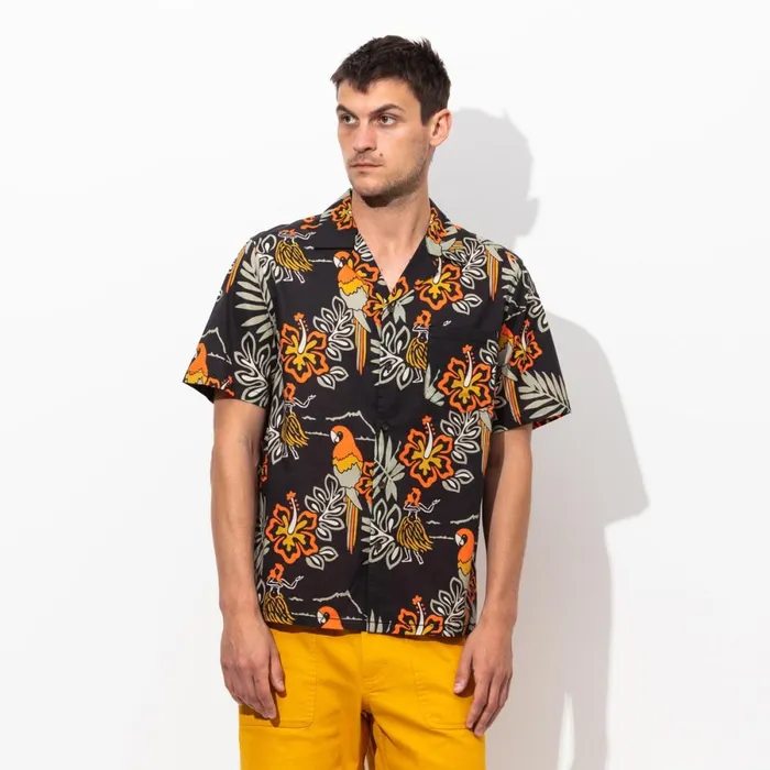 Men Banks Journal Shirts Aloha Club SS Woven Shirt Black Men Banks Journal Shirts Aloha Club SS Woven Shirt Black