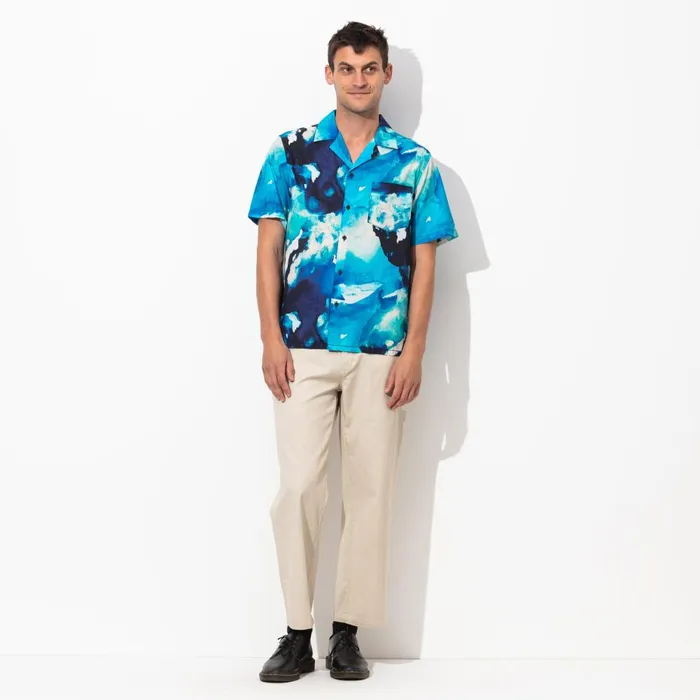 Men Banks Journal Shirts Natalie Strickland Studio SS Woven Shirt Indigo Men Banks Journal Shirts Natalie Strickland Studio SS Woven Shirt Indigo