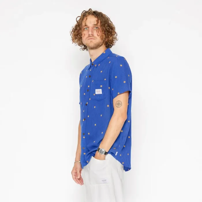 Men Banks Journal Shirts Shine SS Woven Shirt Blue Men Banks Journal Shirts Shine SS Woven Shirt Blue