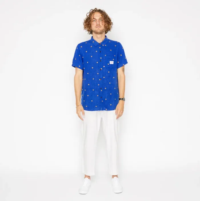 Men Banks Journal Shirts Shine SS Woven Shirt Blue Men Banks Journal Shirts Shine SS Woven Shirt Blue