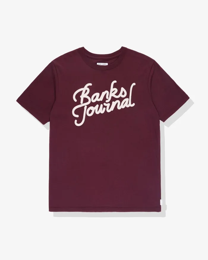 Men Banks Journal TShirts Lyric Classic Tee Shirt Red Mahogany