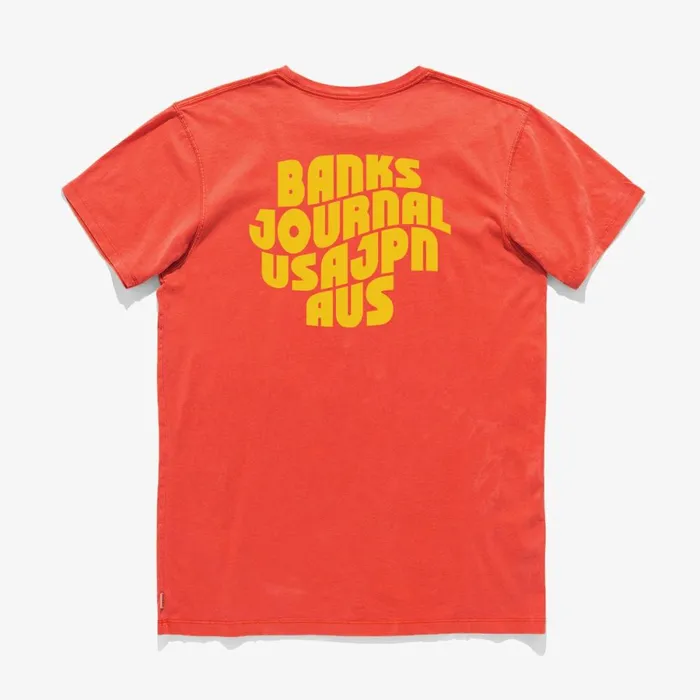 Men Banks Journal TShirts Posted Classic Tee Shirt Washed Red
