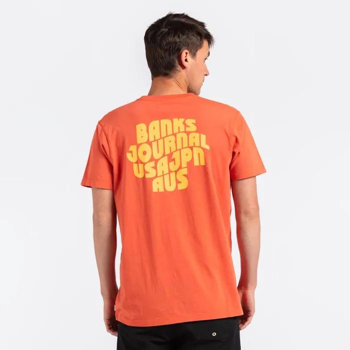 Men Banks Journal TShirts Posted Classic Tee Shirt Washed Red