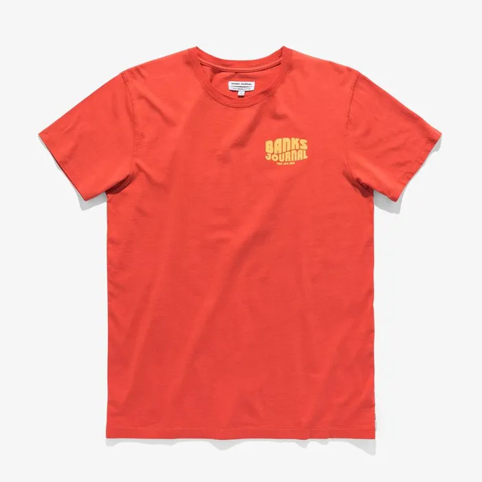 Men Banks Journal TShirts Posted Classic Tee Shirt Washed Red