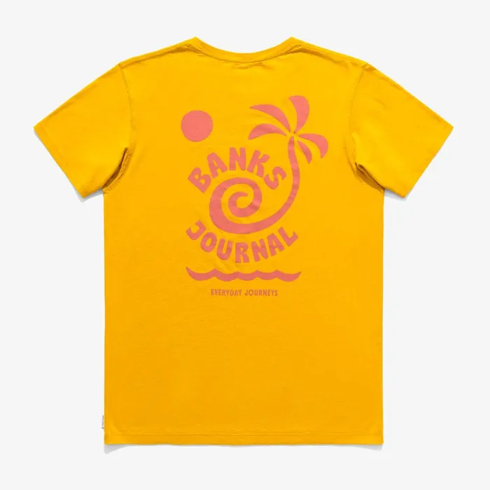 Men Banks Journal TShirts Rising Palm Faded Tee Shirt Dark Mustard