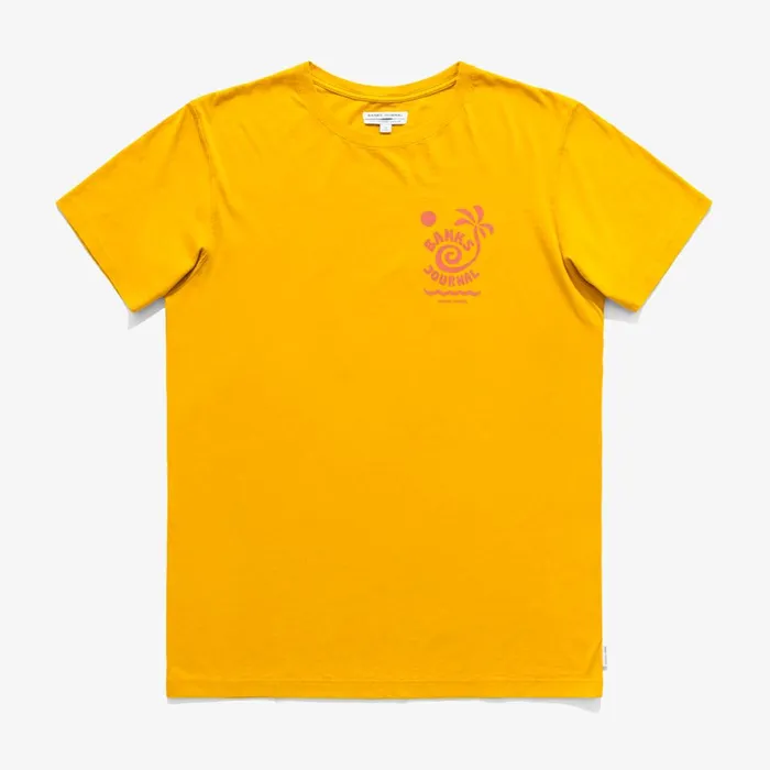 Men Banks Journal TShirts Rising Palm Faded Tee Shirt Dark Mustard Men Banks Journal TShirts Rising Palm Faded Tee Shirt Dark Mustard