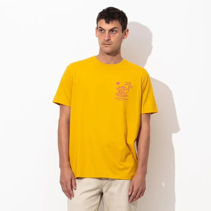 Men Banks Journal TShirts Rising Palm Faded Tee Shirt Dark Mustard Men Banks Journal TShirts Rising Palm Faded Tee Shirt Dark Mustard
