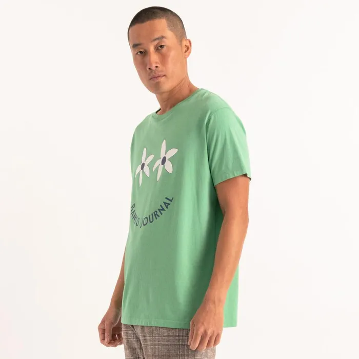 Men Banks Journal TShirts Smile Faded Tee Shirt Emerald Green