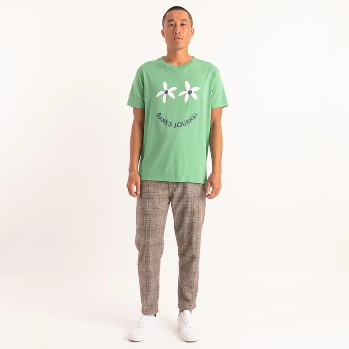 Men Banks Journal TShirts Smile Faded Tee Shirt Emerald Green