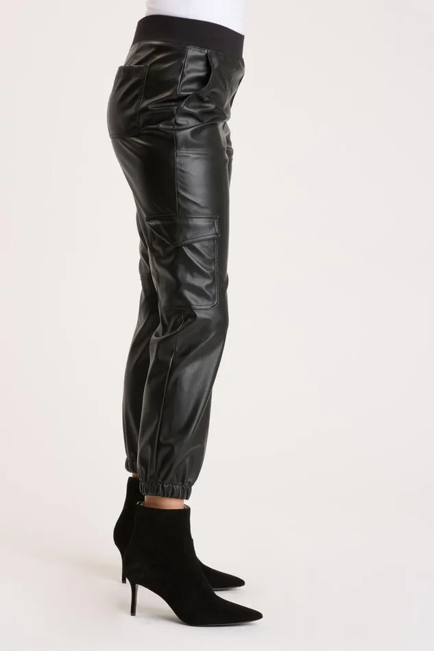 Merrick Jogger Black Leatherette Clothing XCVI Pants
