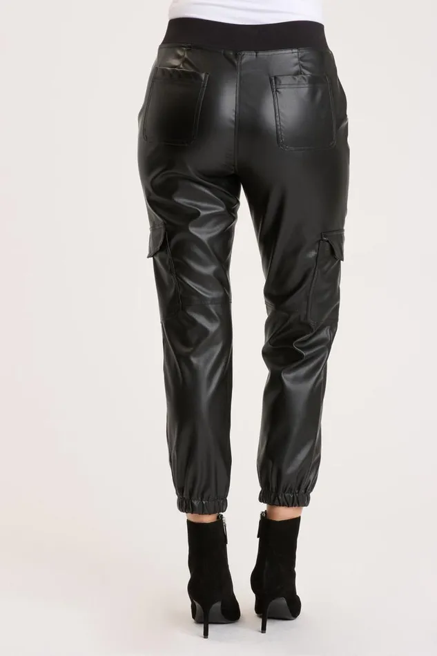 Merrick Jogger Black Leatherette Clothing XCVI Pants