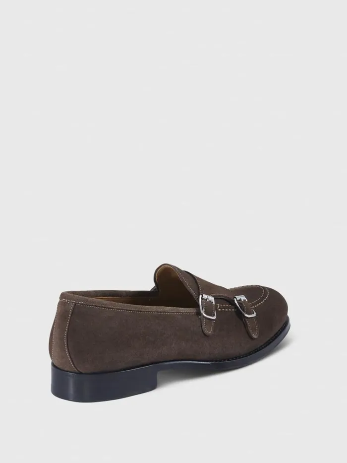 Monk Straps Mens Paul Stuart Bonte Suede Double Buckle Slip On Dark Brown