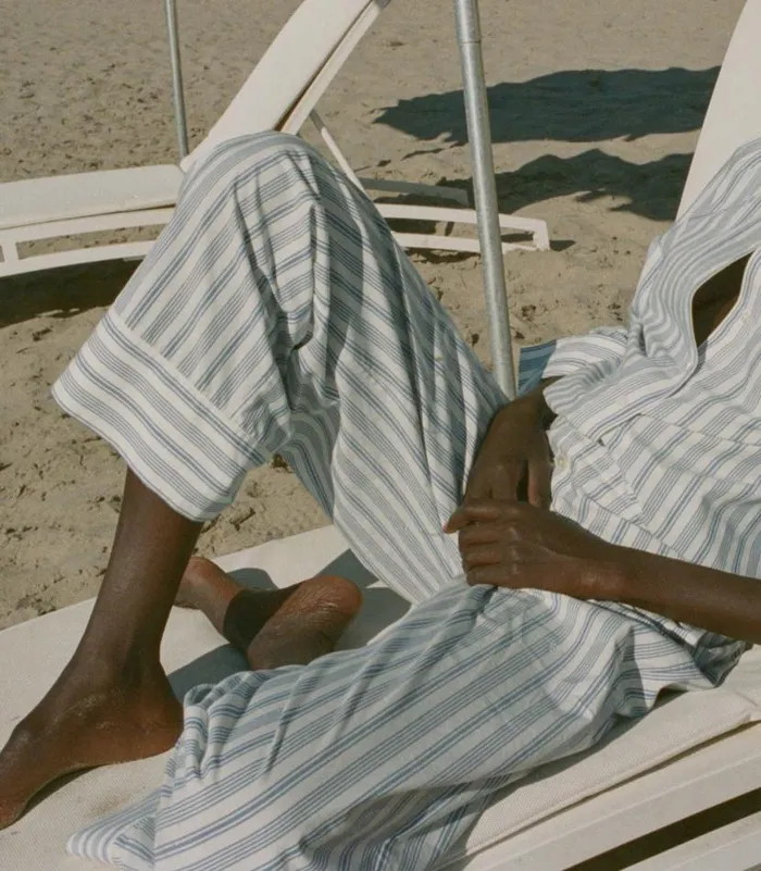 MORGAN PANT Indigo Sorrento Stripe Shop DEN Pants and Shorts