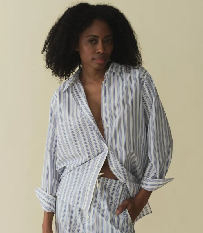 MORGAN PANT Indigo Sorrento Stripe Shop DEN Pants and Shorts