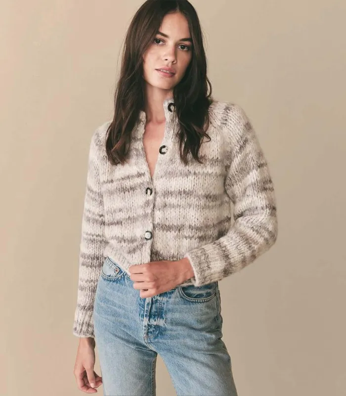 NEWBURY CARDIGAN Birch Bark Space Dye Shop DEN Knitwear