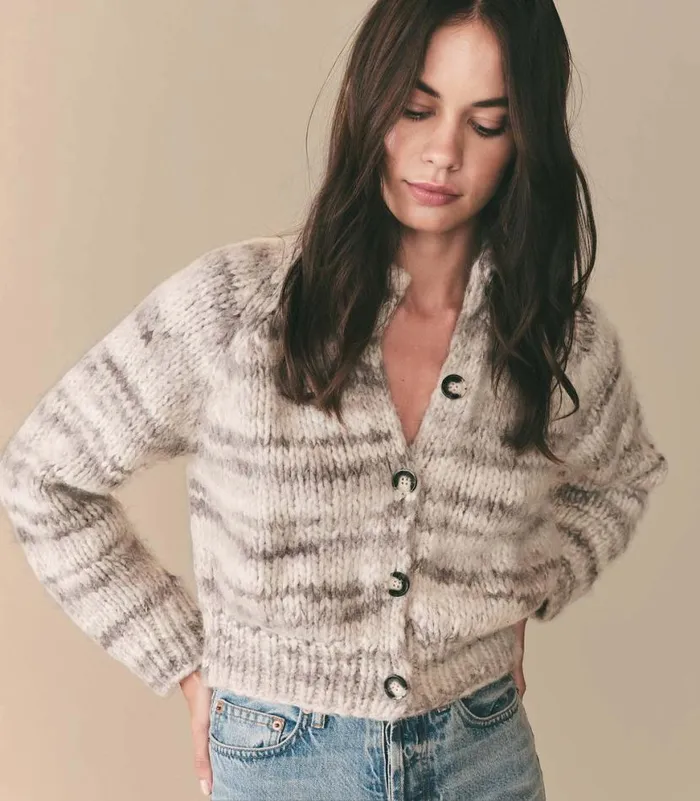 NEWBURY CARDIGAN Birch Bark Space Dye Shop DEN Knitwear