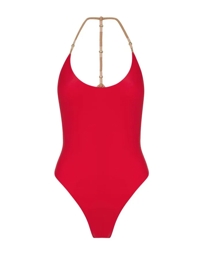 One Pieces Women ViX Paula Hermanny Layla T Back One Piece 8211 Red Poppy