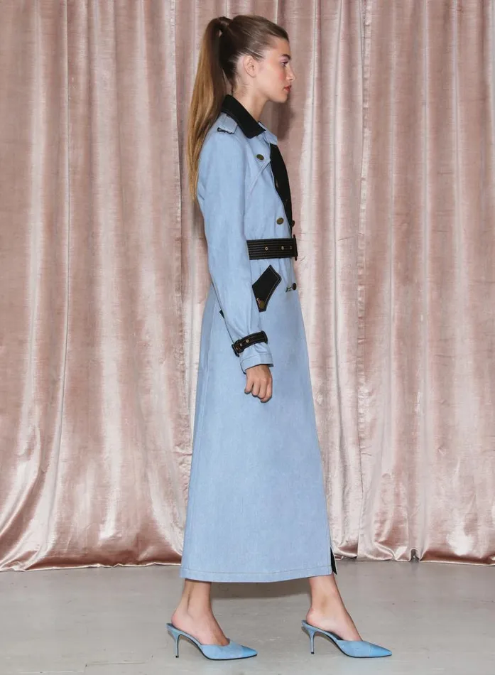 Outerwear Clothing Fleur Du Mal Denim Trench Coat Black Lightwash Denim